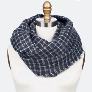 LuLu Navy Blue Toby Windowpane Knit Infinity Scarf
